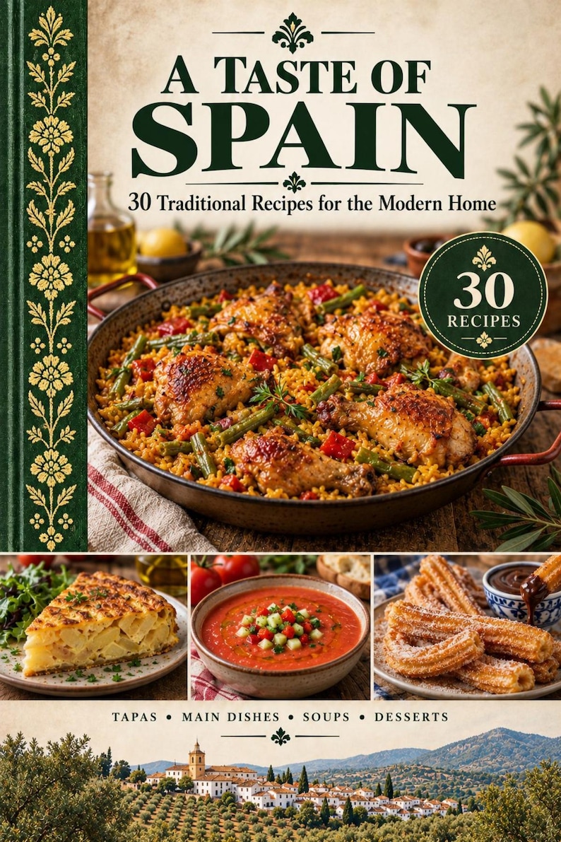 Actual cover of the A Taste of Spain PDF cookbook.