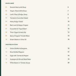 Actual PDF page 3 from A Taste of Turkiye: Contents, page 1.