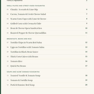 Actual PDF page 3 from A Taste of Mexico: Contents, page 1.
