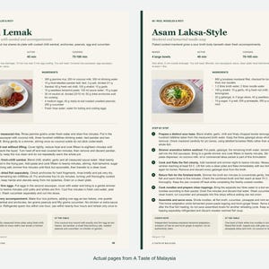 Two actual recipe pages from A Taste of Malaysia.