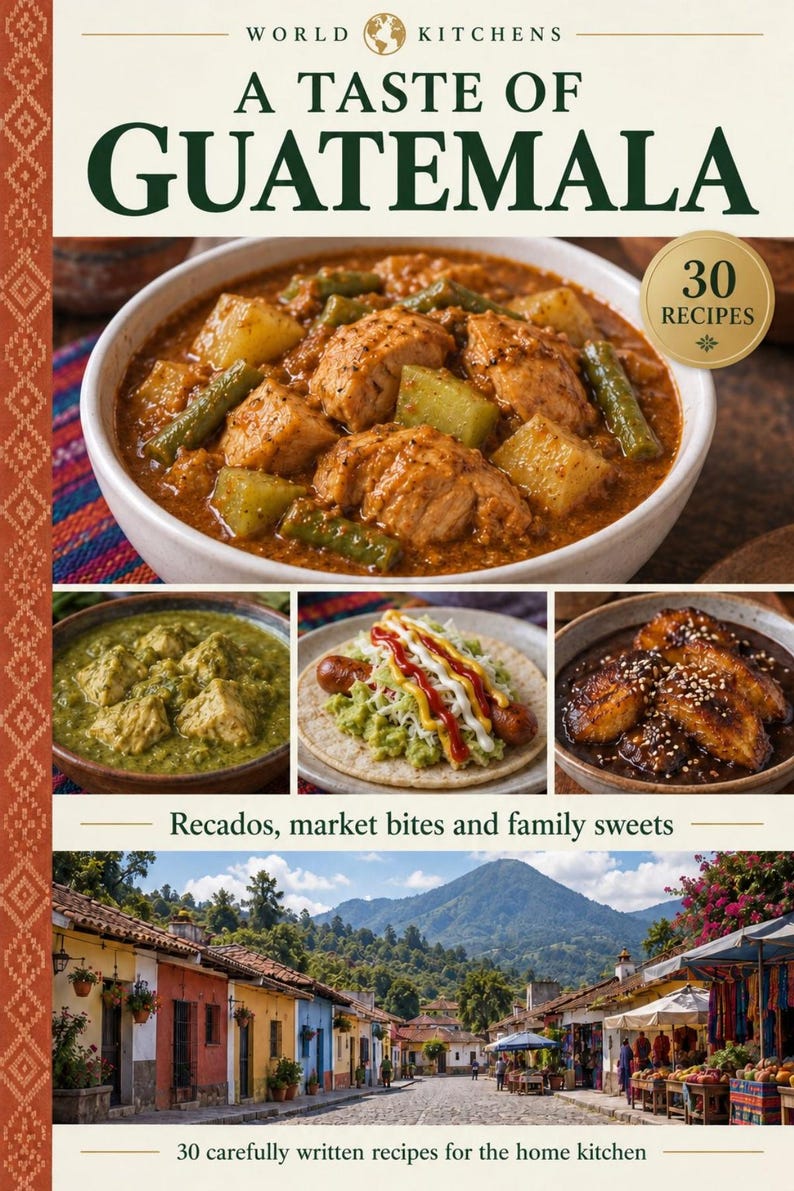 Actual cover of the A Taste of Guatemala PDF cookbook.