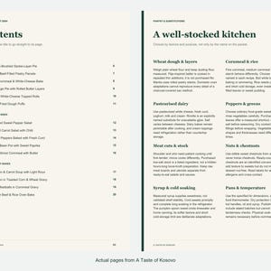 Actual contents and kitchen-notes pages from A Taste of Kosovo.