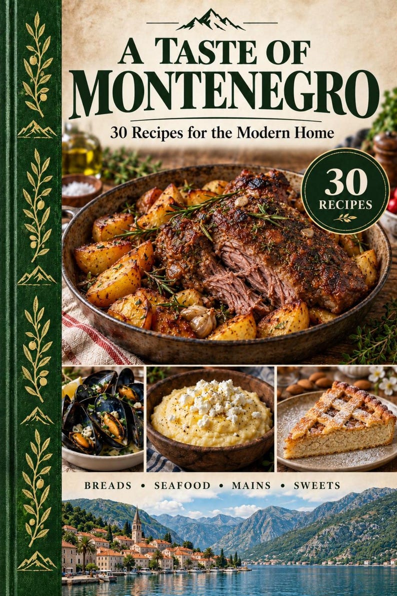 Actual cover of the A Taste of Montenegro PDF cookbook.