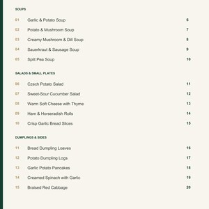 Actual PDF page 3 from A Taste of Czechia: Contents, page 1.