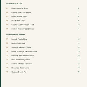 Actual PDF page 3 from A Taste of Ireland: Contents, page 1.