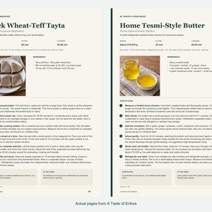 Two actual recipe pages from A Taste of Eritrea.