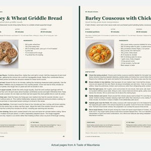 Two actual recipe pages from A Taste of Mauritania.