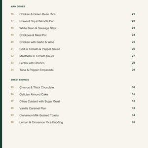 Actual PDF page 4 from A Taste of Spain: Contents, page 2.