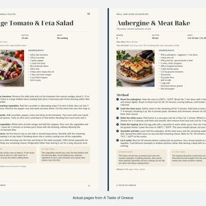Two actual recipe pages from A Taste of Greece.