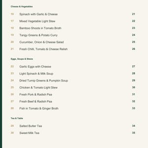 Actual PDF page 4 from A Taste of Bhutan: Contents, page 2.