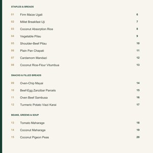 Actual PDF page 3 from A Taste of Tanzania: Contents, page 1.