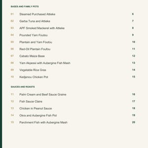 Actual PDF page 3 from A Taste of Cote d'Ivoire: Contents, page 1.