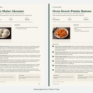 Two actual recipe pages from A Taste of Togo.