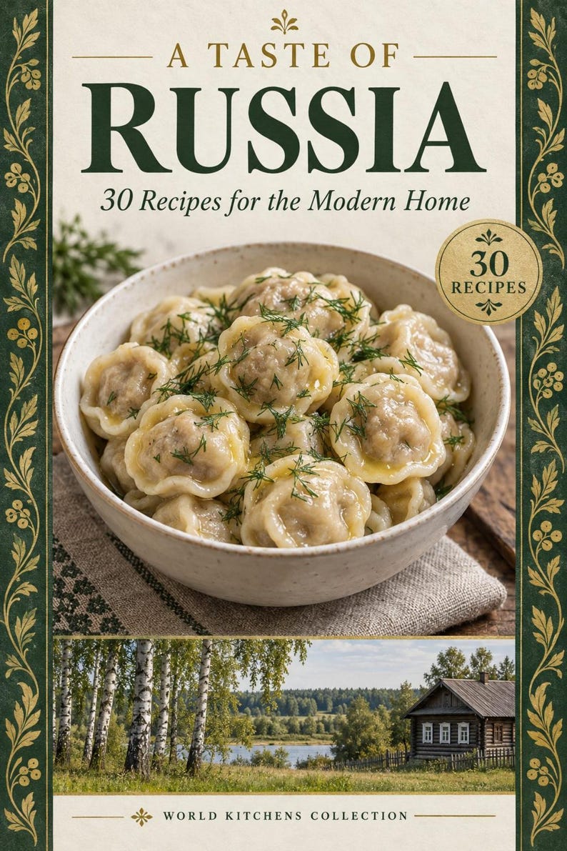 Actual cover of the A Taste of Russia PDF cookbook.