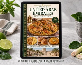 United Arab Emirates Cookbook PDF - 30 Recipes, English Digital Download