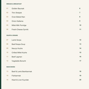 Actual PDF page 3 from A Taste of Kazakhstan: Contents, page 1.