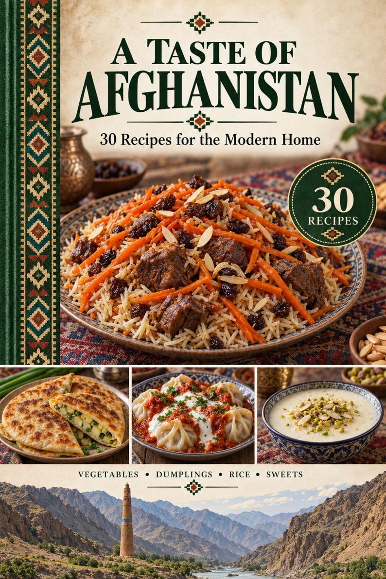 Actual cover of the A Taste of Afghanistan PDF cookbook.