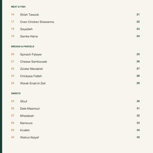 Actual PDF page 4 from A Taste of Lebanon: Contents, page 2.