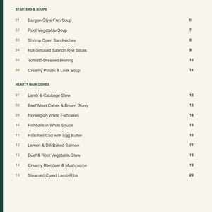 Actual PDF page 3 from A Taste of Norway: Contents, page 1.