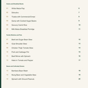 Actual PDF page 3 from A Taste of Eswatini: Contents, page 1.