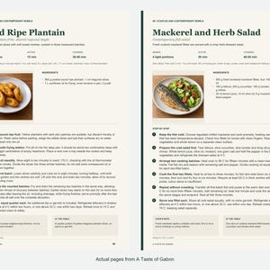 Two actual recipe pages from A Taste of Gabon.