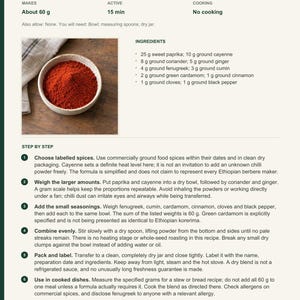 Actual PDF page 13 from A Taste of Ethiopia: Measured Home Berbere recipe page.