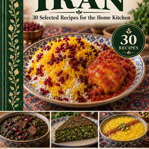 Actual cover of the A Taste of Iran PDF cookbook.