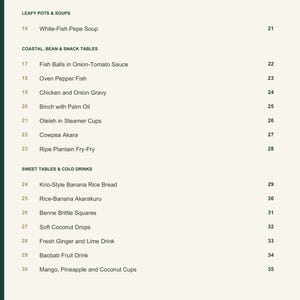 Actual PDF page 4 from A Taste of Sierra Leone: Contents, page 2.