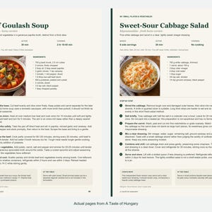 Two actual recipe pages from A Taste of Hungary.