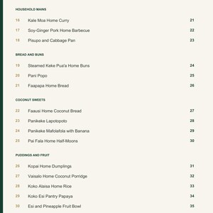 Actual PDF page 4 from A Taste of Samoa: Contents, page 2.