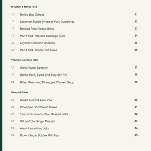 Actual PDF page 4 from A Taste of Taiwan: Contents, page 2.
