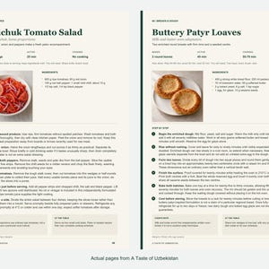 Two actual recipe pages from A Taste of Uzbekistan.