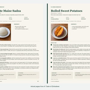 Two actual recipe pages from A Taste of Zimbabwe.