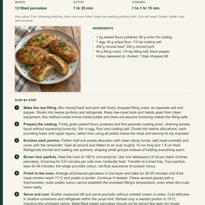 Actual PDF page 13 from A Taste of Belarus: Meat-Filled Potato Pancakes recipe page.