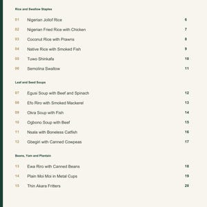 Actual PDF page 3 from A Taste of Nigeria: Contents, page 1.