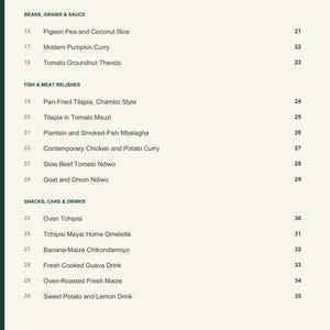 Actual PDF page 4 from A Taste of Malawi: Contents, page 2.