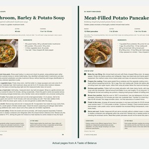 Two actual recipe pages from A Taste of Belarus.