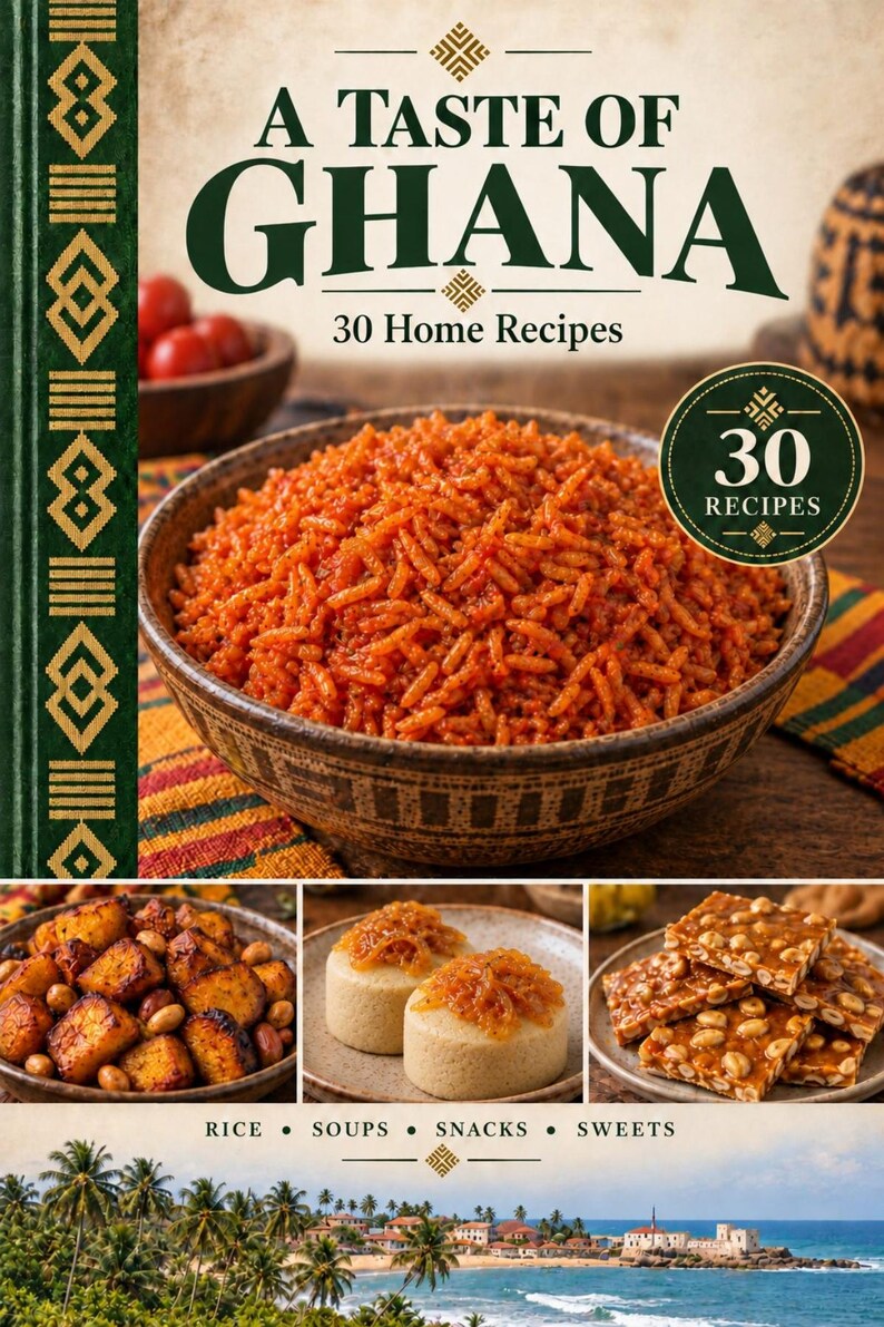 Actual cover of the A Taste of Ghana PDF cookbook.