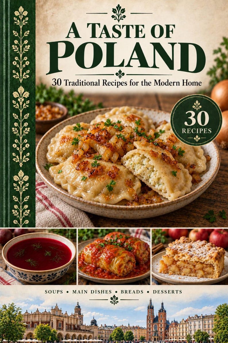 Actual cover of the A Taste of Poland PDF cookbook.