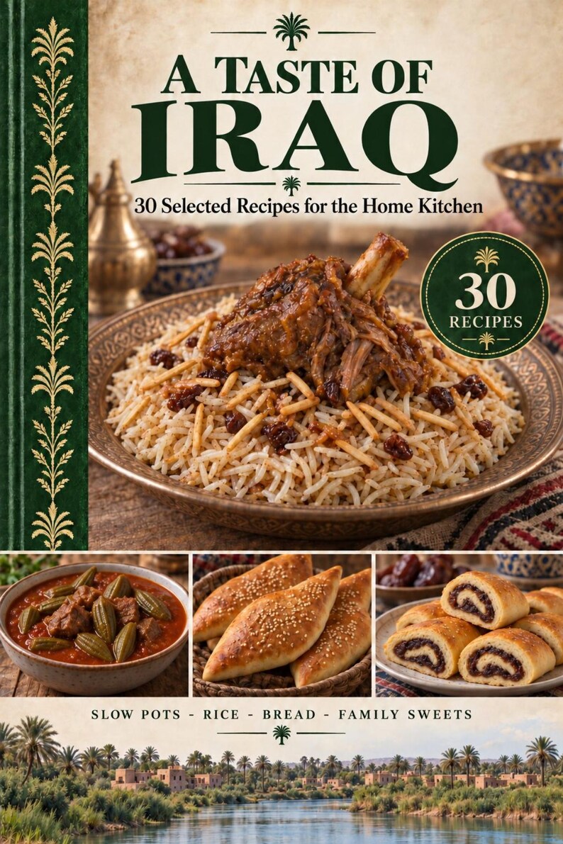 Actual cover of the A Taste of Iraq PDF cookbook.