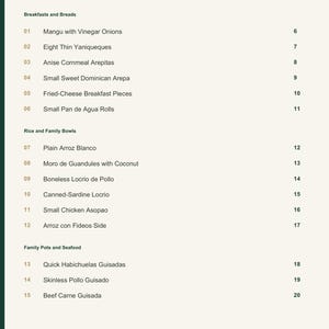 Actual PDF page 3 from A Taste of Dominican Republic: Contents, page 1.