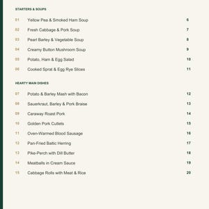 Actual PDF page 3 from A Taste of Estonia: Contents, page 1.