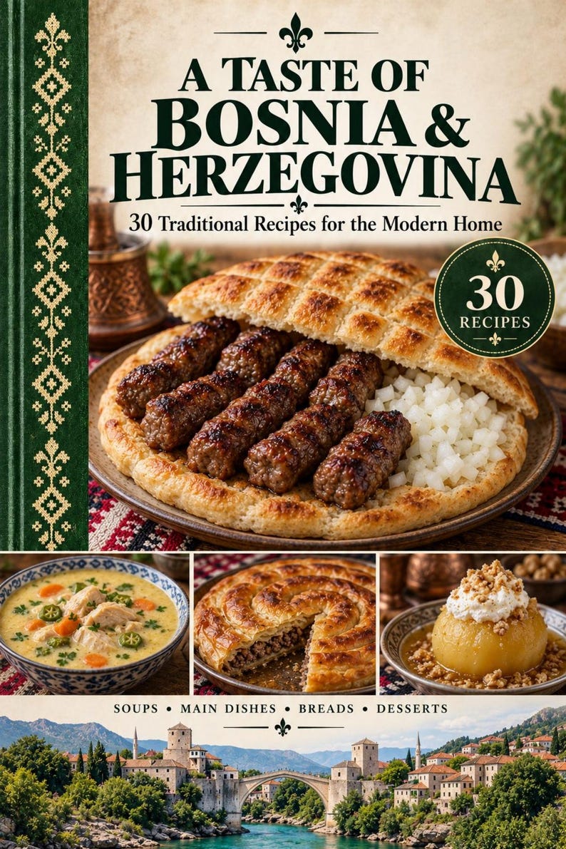 Actual cover of the A Taste of Bosnia and Herzegovina PDF cookbook.