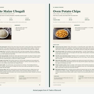 Two actual recipe pages from A Taste of Burundi.