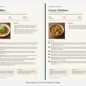 Two actual recipe pages from A Taste of Trinidad and Tobago.