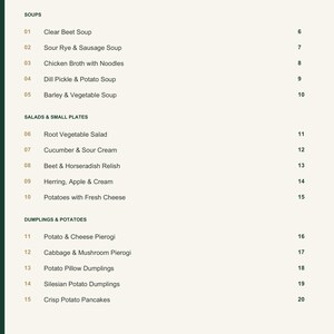 Actual PDF page 3 from A Taste of Poland: Contents, page 1.