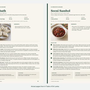 Two actual recipe pages from A Taste of Sri Lanka.