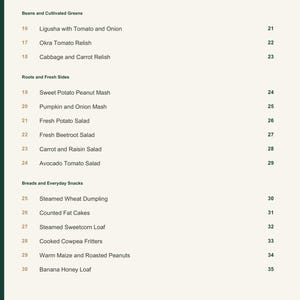 Actual PDF page 4 from A Taste of Eswatini: Contents, page 2.