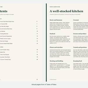 Actual contents and kitchen-notes pages from A Taste of Palau.