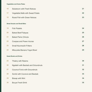 Actual PDF page 4 from A Taste of Senegal: Contents, page 2.